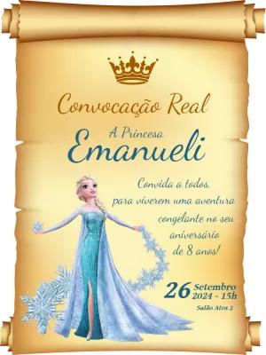 Convite de Aniversário Frozen com a Elsa para Editar Online
