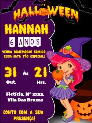 Convite Aniversário Halloween Moranguinho para Editar Online