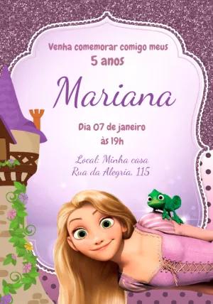 Convite de Aniversário Rapunzel Enrolados para Editar Online