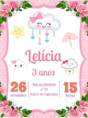 Convite de Aniversário Chuva de Amor para Editar Online
