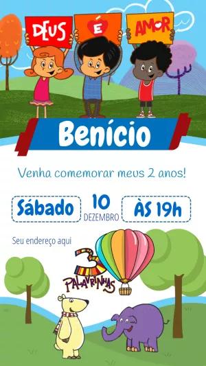 Convite Aniversário 3 Palavrinhas com Personagens para Editar