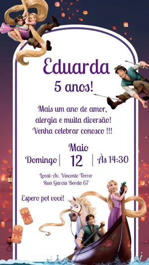 Convite de Aniversário Enrolados Rapunzel para Editar Online