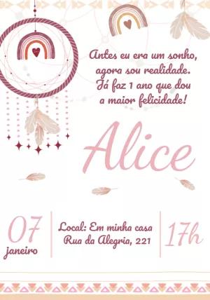 Convite Aniversário Boho Rainbow para Editar Online