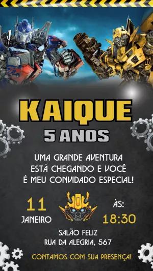 Convite de Aniversário Transformers para Editar Online