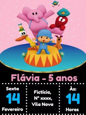 Convite Aniversário Pocoyo e sua Turma para Editar Online