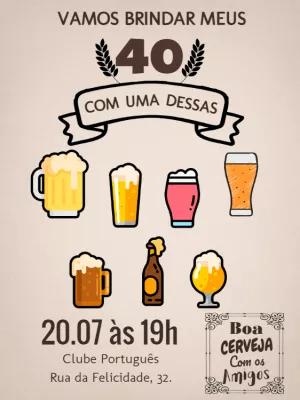Convite de Aniversário Tema Cerveja para Editar Online