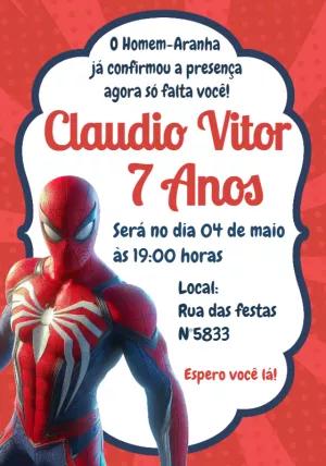 Convite de Aniversário Homem Aranha para Editar Online