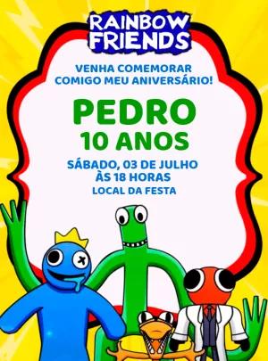 Convite de Aniversário Rainbow Friends para Editar Online