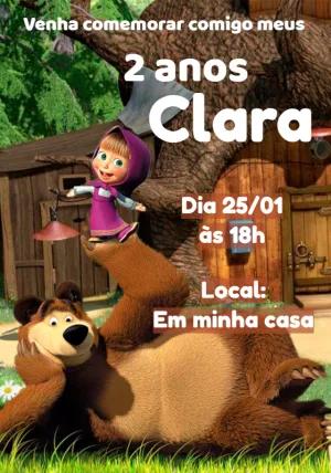 Convite Aniversário Masha e o Urso para Editar Online
