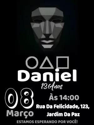 Convite de Aniversário Round 6 Temático para Editar Online