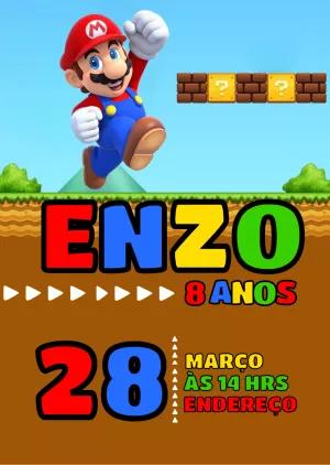 Convite Aniversário Super Mario Bros para Editar Online