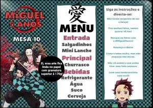 Menu de Aniversário Demon Slayer para Editar Online