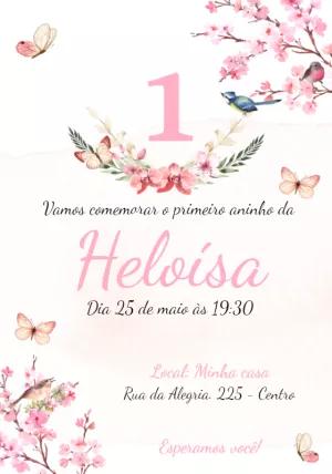 Convite Aniversário Jardim Encantado com Flores para Editar Online