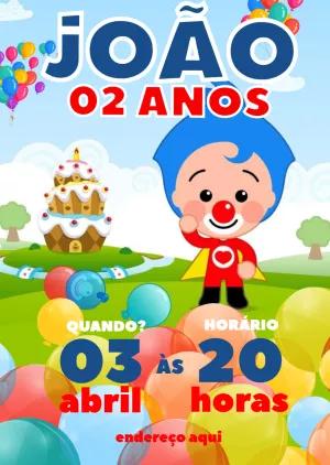 Convite Aniversário Plim Plim Herói do Coração para Editar Online