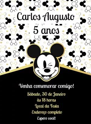 Convite Aniversário Mickey Mouse Clássico para Editar Online