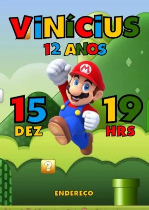 Convite de Aniversário Super Mario Bros para Editar Online