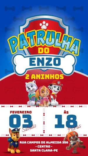 Convite de Aniversário Patrulha Canina para Editar Online