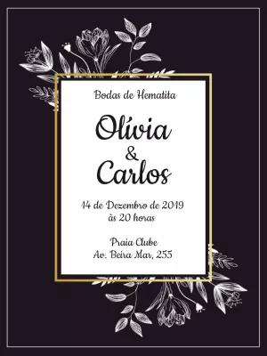 Convite Bodas de Hematita Floral Elegante para Editar Online