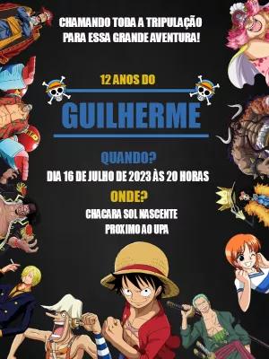 Convite de Aniversário One Piece com a Tripulação para Editar