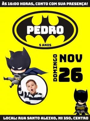 Convite de Aniversário Batman com Foto para Editar Online