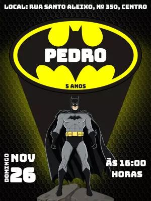 Convite de Aniversário do Batman para Editar e Imprimir