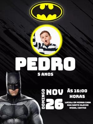Convite de Aniversário Batman com Foto para Editar Online