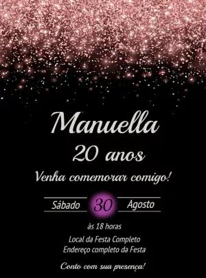 Convite de Aniversário Glitter Rosê para Editar Online