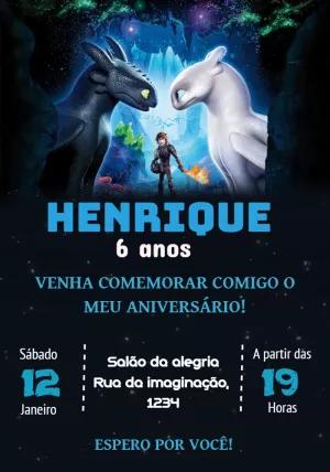 Convite Aniversário Como Treinar Seu Dragão para Editar Online