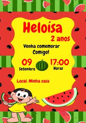 Convite de Aniversário Magali Melancia para Editar Online