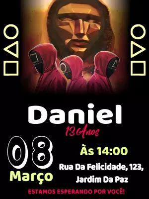 Convite de Aniversário Round 6 para Editar Online