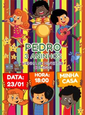 Convite de Aniversário Três Palavrinhas para Editar Online