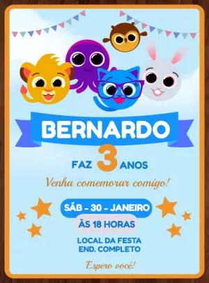 Convite Aniversário Bolofofos com Personagens para Editar Online
