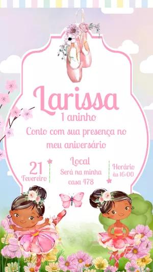 Convite Aniversário Bailarina Negra para Editar Online