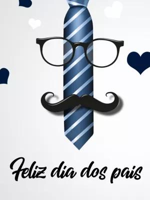 Cartão Dia dos Pais Gravata e Bigode para Editar Online