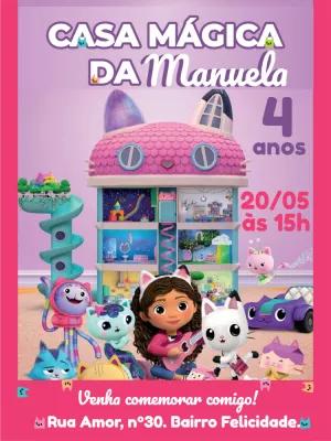 Convite Aniversário Casa Mágica da Gabby para Editar Online