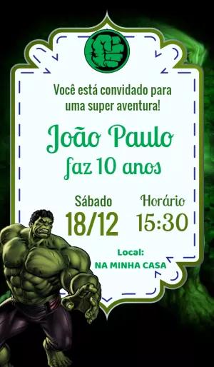 Convite de Aniversário do Incrível Hulk para Editar Online