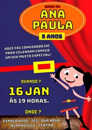 Convite de Aniversário Show da Luna para Editar Online