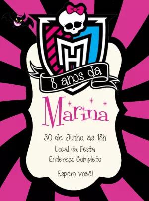 Convite de Aniversário Monster High para Editar Online