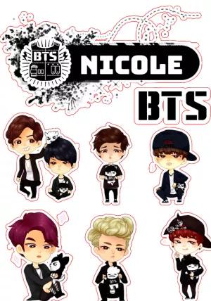 Topo de Bolo BTS Cute com Personagens para Editar Online