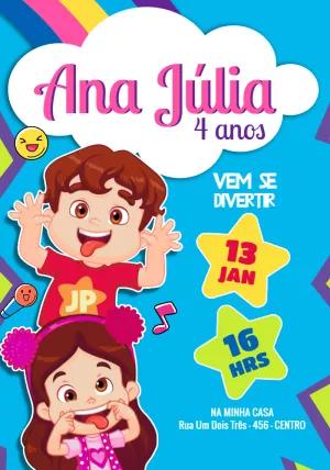 Convite Aniversário Maria Clara e JP para Editar Online