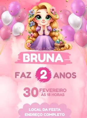 Convite Aniversário Rapunzel Princesa para Editar Online