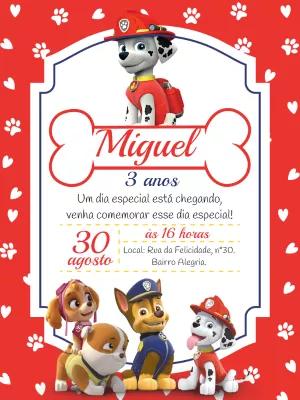 Convite Aniversário Patrulha Canina Marshal para Editar Online