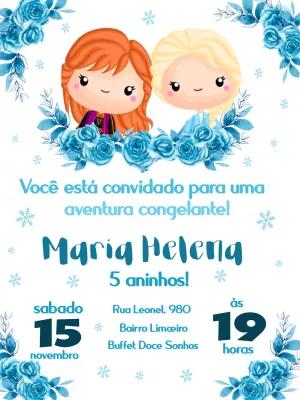 Convite de Aniversário Frozen Cute para Editar Online