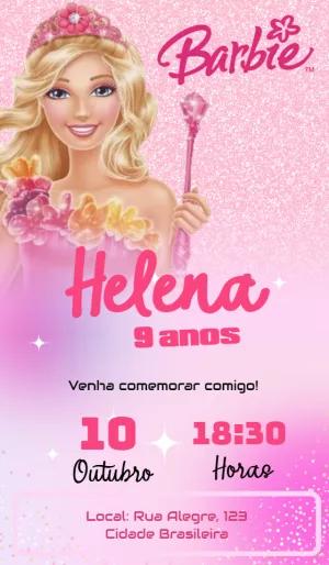 Convite de Aniversário Barbie Princesa para Editar Online
