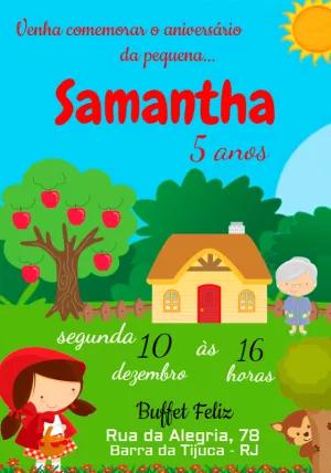 Convite Aniversário Chapéuzinho Vermelho para Editar Online