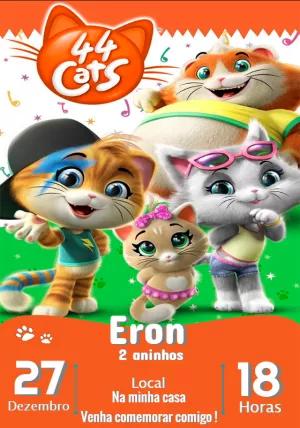 Convite de Aniversário 44 Cats para Editar e Imprimir