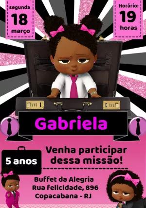 Convite Aniversário Poderosa Chefinha Negra para Editar Online