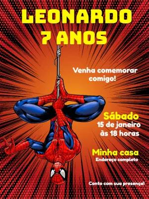 Convite de Aniversário Homem Aranha Editável Online para Imprimir
