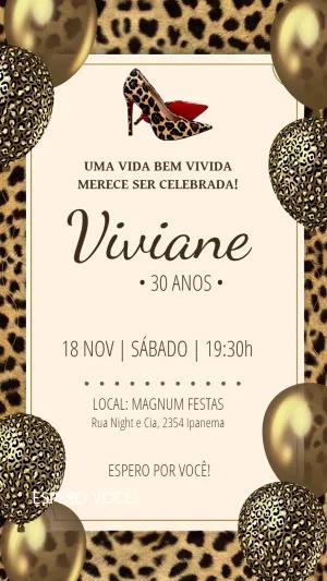 Convite de Aniversário Oncinha Adulto para Editar Online
