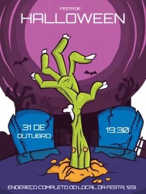 Convite de Halloween com Zumbi Assustador para Editar Online